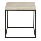 Vita Side Table - Side table, travertin look, black steel 45x45x45 cm