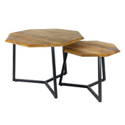 Lastra Beistelltisch-Set aus schwarzem Metall und wiederverwendetem Holz