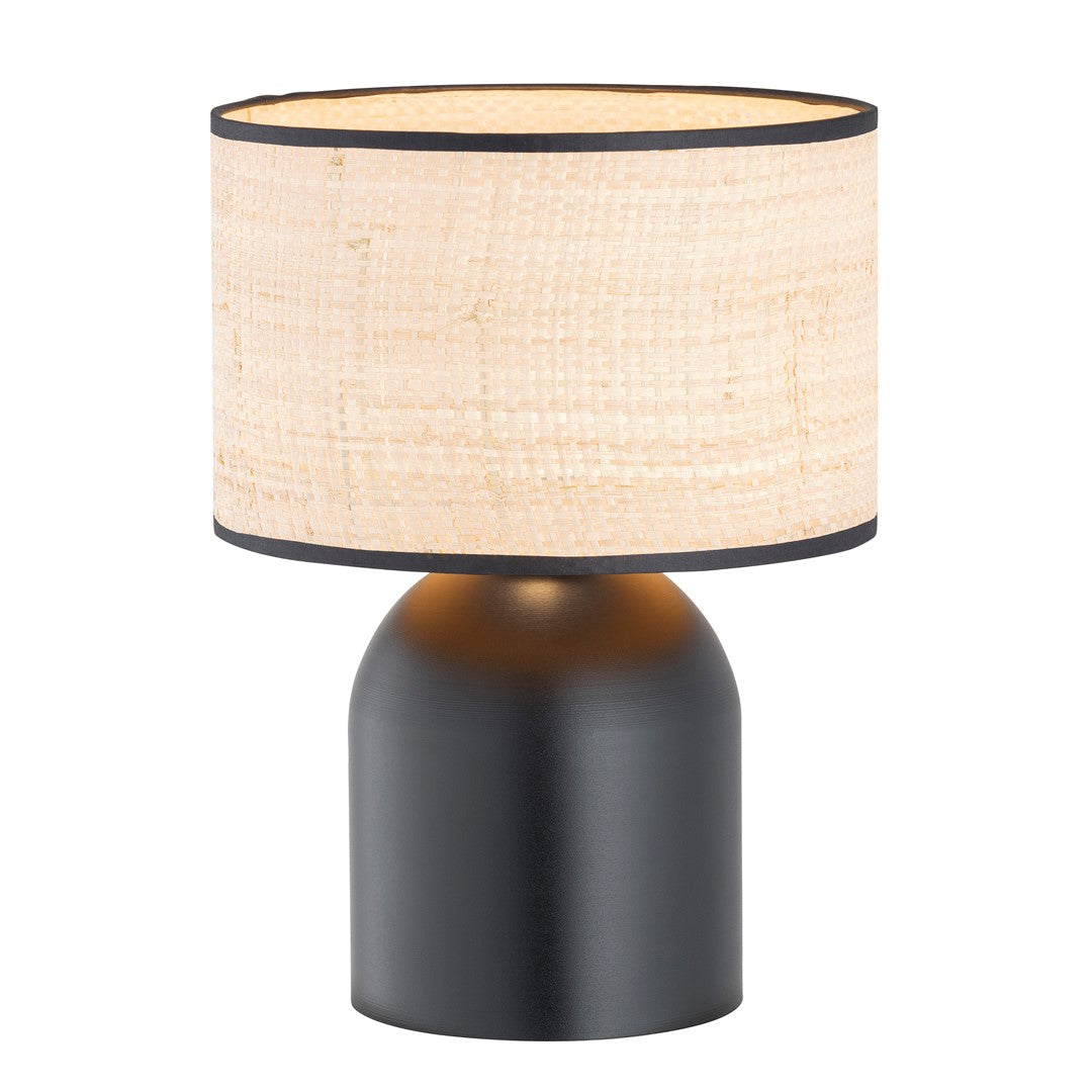 Lampe de table en acier et rotin noir Elira