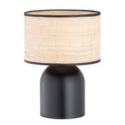 Lampe de table en acier et rotin noir Elira
