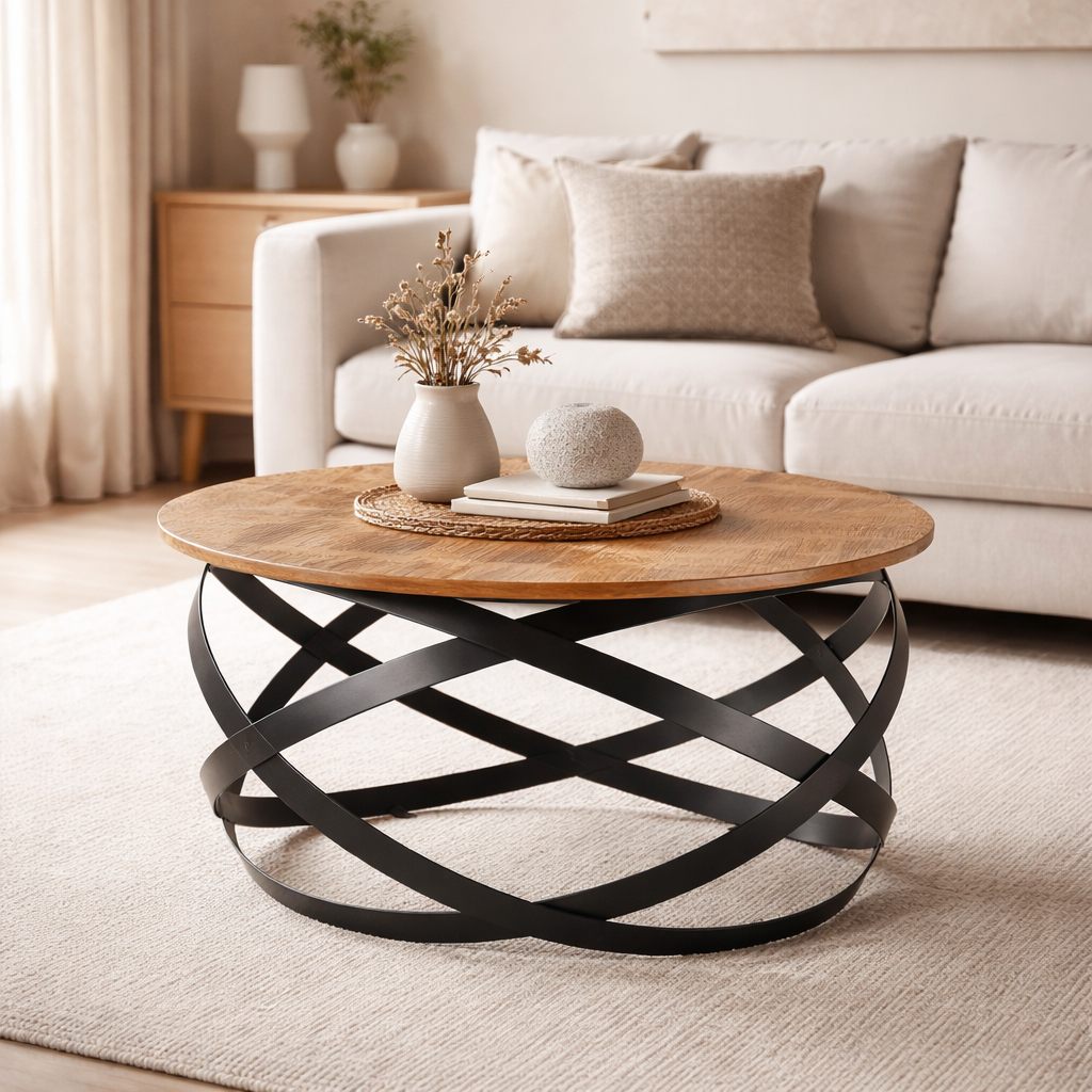 Table basse en métal noir Orbita